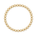 Gouden elastische kralenarmband van gold filled 14K met 5mm kralen, van Bedels & Bedels.