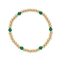Gouden kralenarmband van gold filled 14K met 4mm groene agaat edelstenen, van Bedels & Bedels.