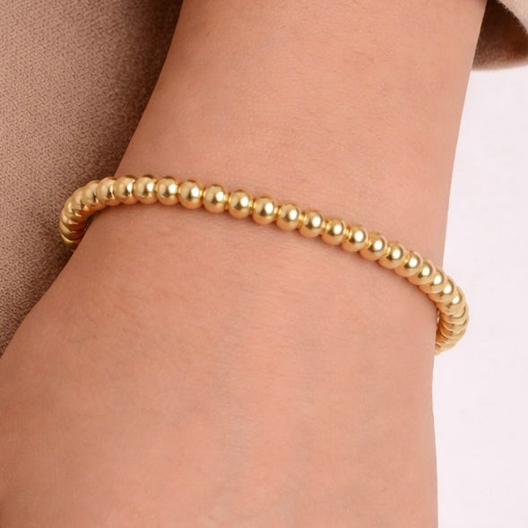 Armband | Stainless Steel | Gouden Bangle met Beads