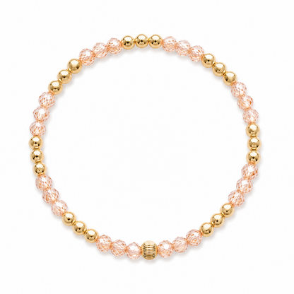Armband | Gold Filled 14K | Champagne Zirkonia & Goud | 4mm | 17,5cm