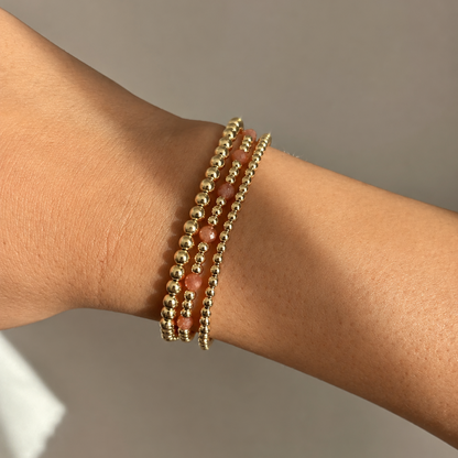 Armband | Gold Filled 14K | Zonnesteen & Goud | 3/4mm | 17,5cm