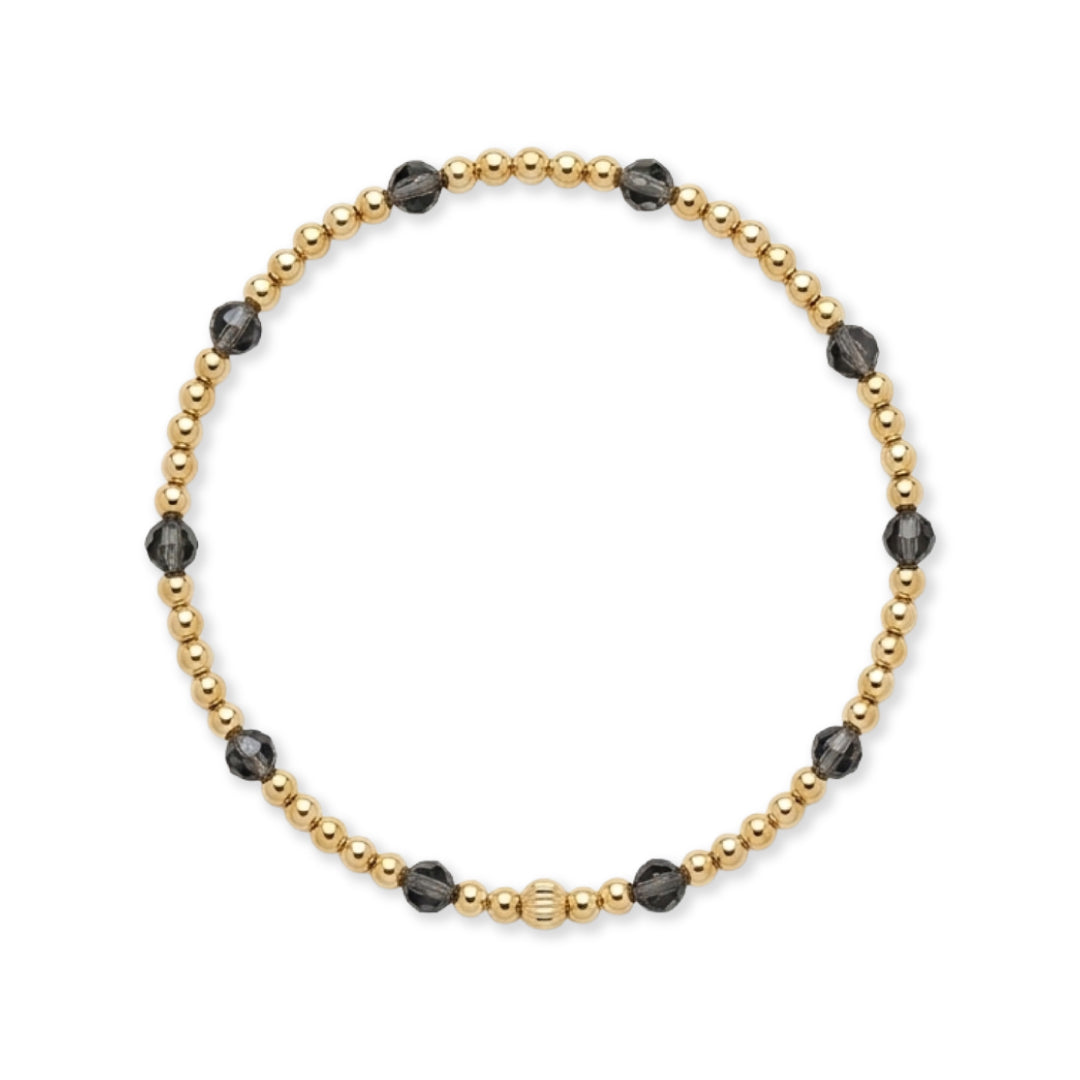 Armband | Gold Filled 14K | Heldere Obsidiaan & Goud | 3/4mm | 17,5cm