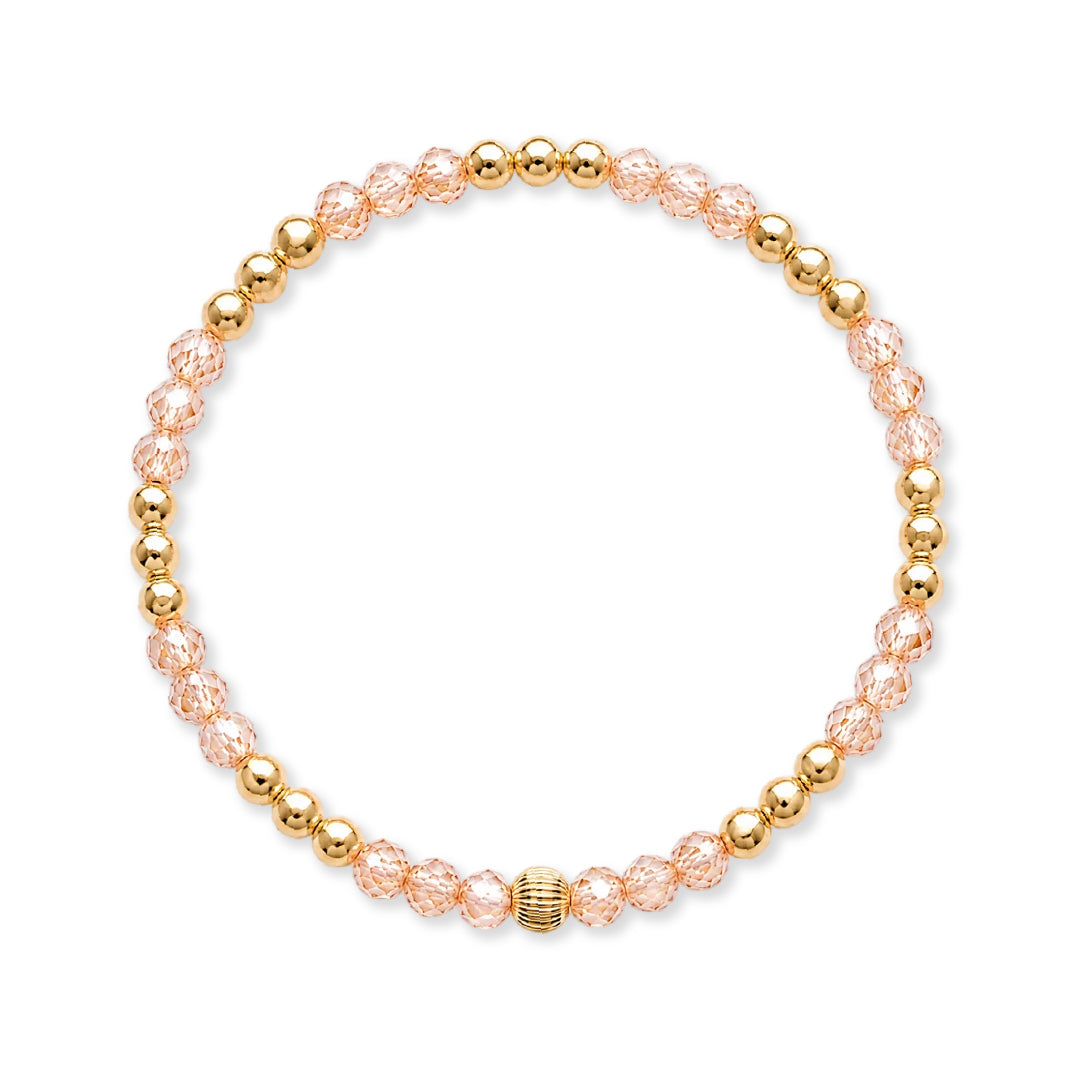 Armband | Gold Filled 14K | Champagne Zirkonia & Goud | 4mm | 17,5cm