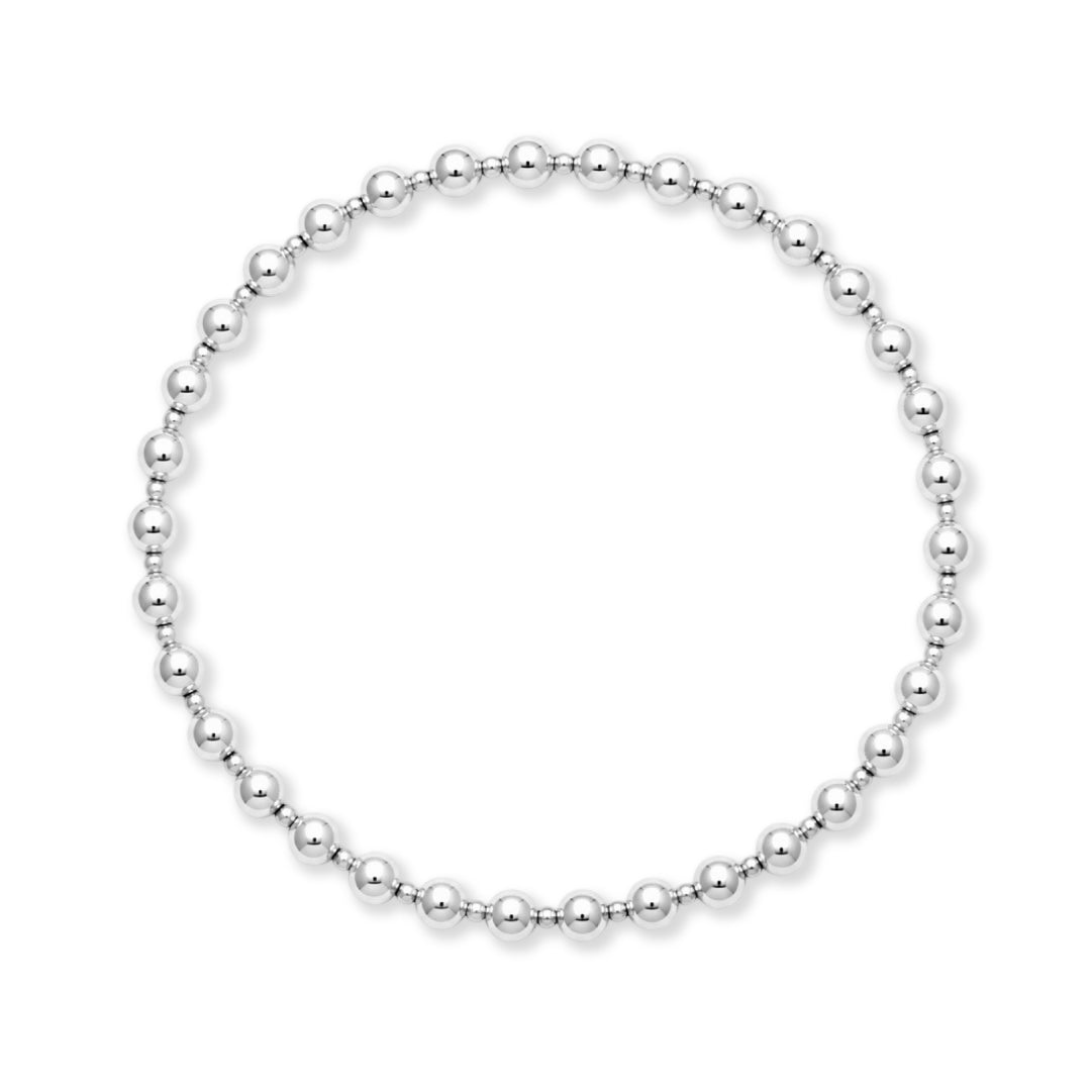 Zilveren kralenarmband van 925 sterling zilver met afwisselend 2mm en 4mm kralen, van Bedels & Bedels.