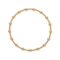 Gouden kralenarmband van gold filled 14K met 4mm kralen en groepjes fijne 2mm kraaltjes, van Bedels & Bedels.