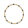 Gouden kralenarmband van gold filled 14K met 3mm zwarte spinel edelstenen, van Bedels & Bedels.