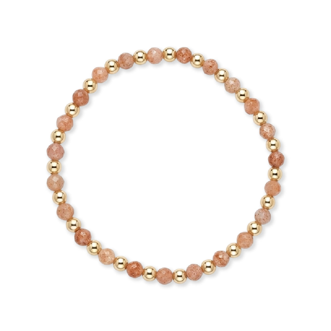 Gouden armband van gold filled 14K met gefacetteerde gouden zonnesteen van 4mm, van Bedels & Bedels.