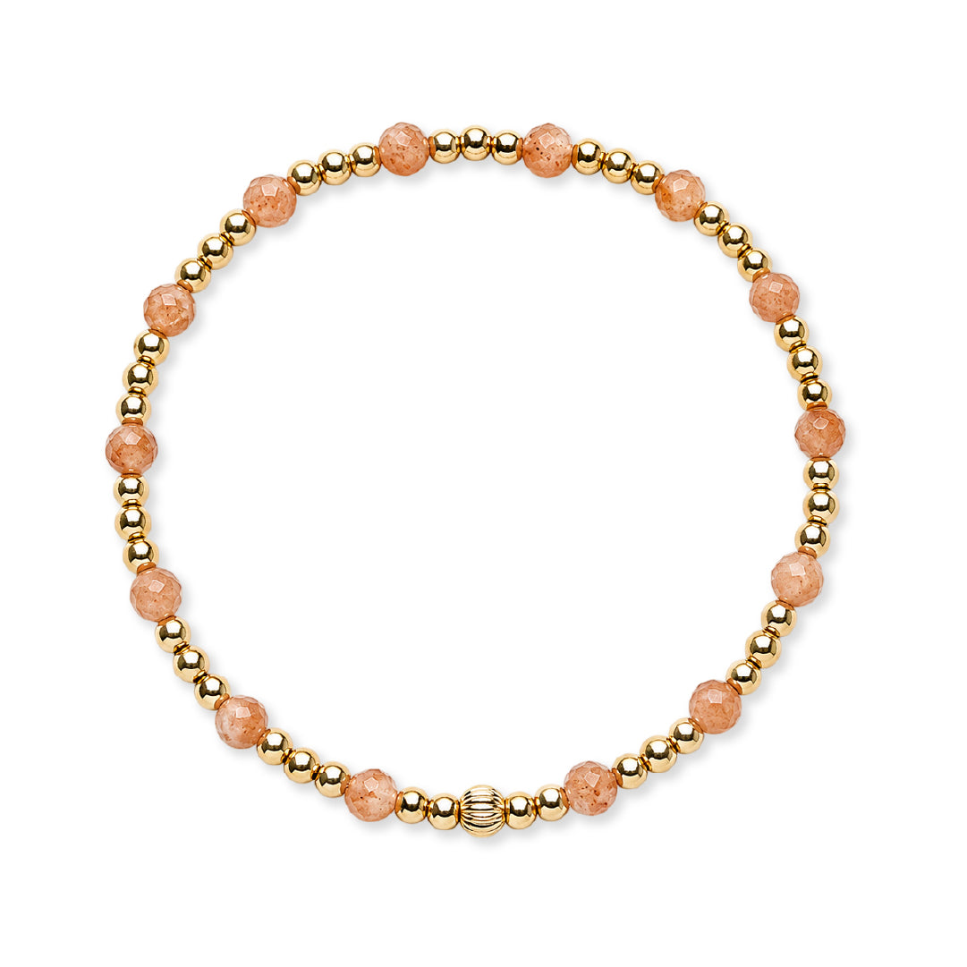 Armband | Gold Filled 14K | Zonnesteen & Goud | 3/4mm | 17,5cm