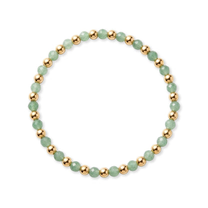 Gouden armband van gold filled 14K met gefacetteerde groene aventurijn edelstenen van 4mm, van Bedels & Bedels.