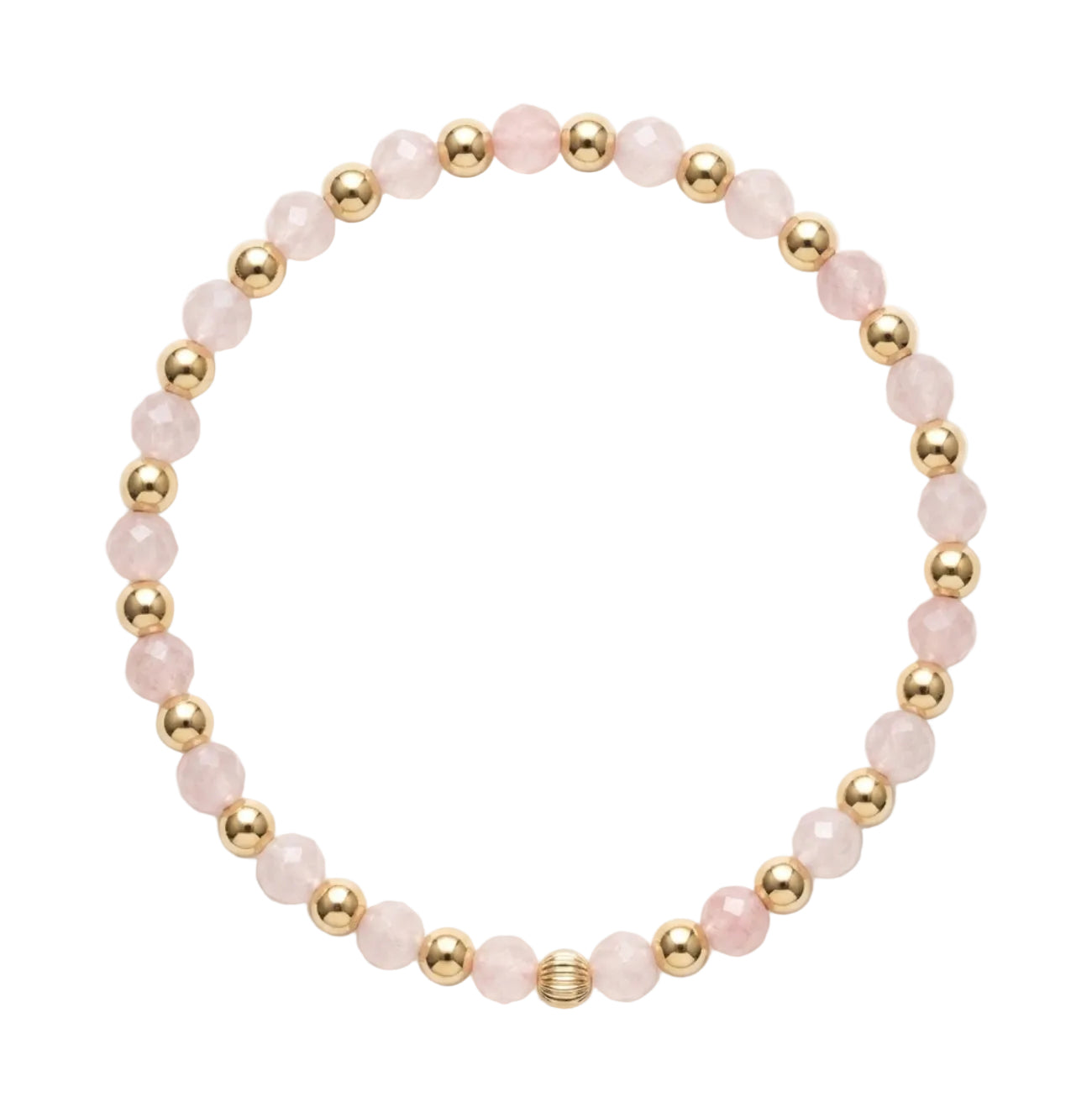 Armband | Gold Filled 14K | Rozenkwarts & Goud | 4mm | 17,5cm