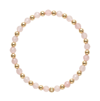 Armband | Gold Filled 14K | Rozenkwarts & Goud | 4mm | 17,5cm