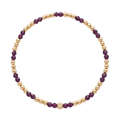 Armband | Gold Filled 14K | Granaat & Goud | 3mm | 17,5cm