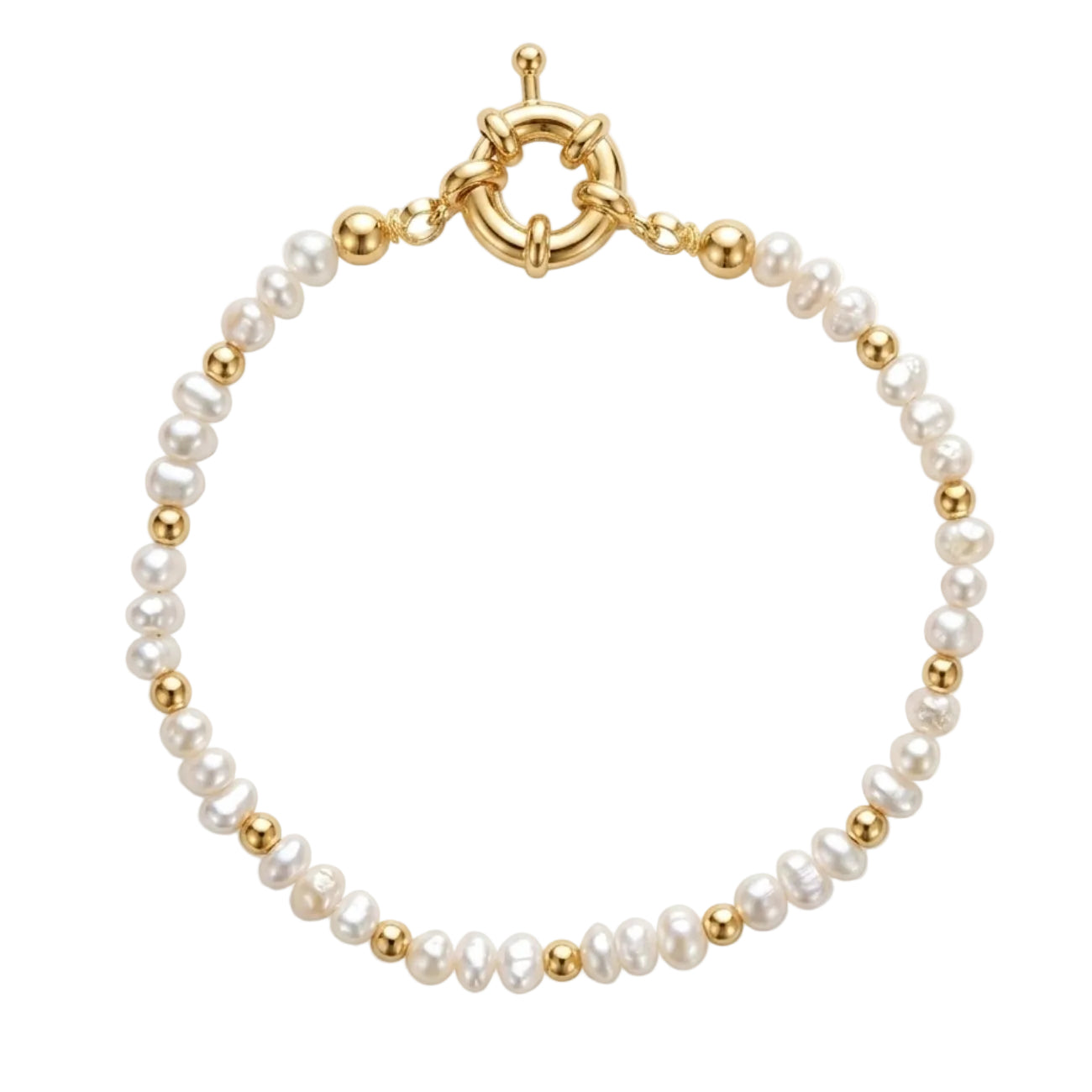 Armband | Gold Filled 14K | Zoetwaterparels & Goud | 17,5cm
