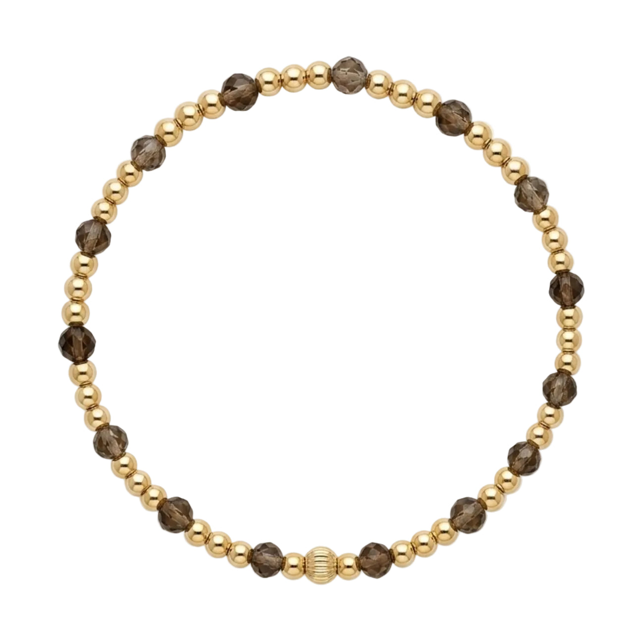 Armband | Gold Filled 14K | Rookkwarts & Goud | 3/4mm | 17,5cm