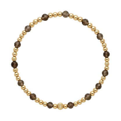 Armband | Gold Filled 14K | Rookkwarts & Goud | 3/4mm | 17,5cm