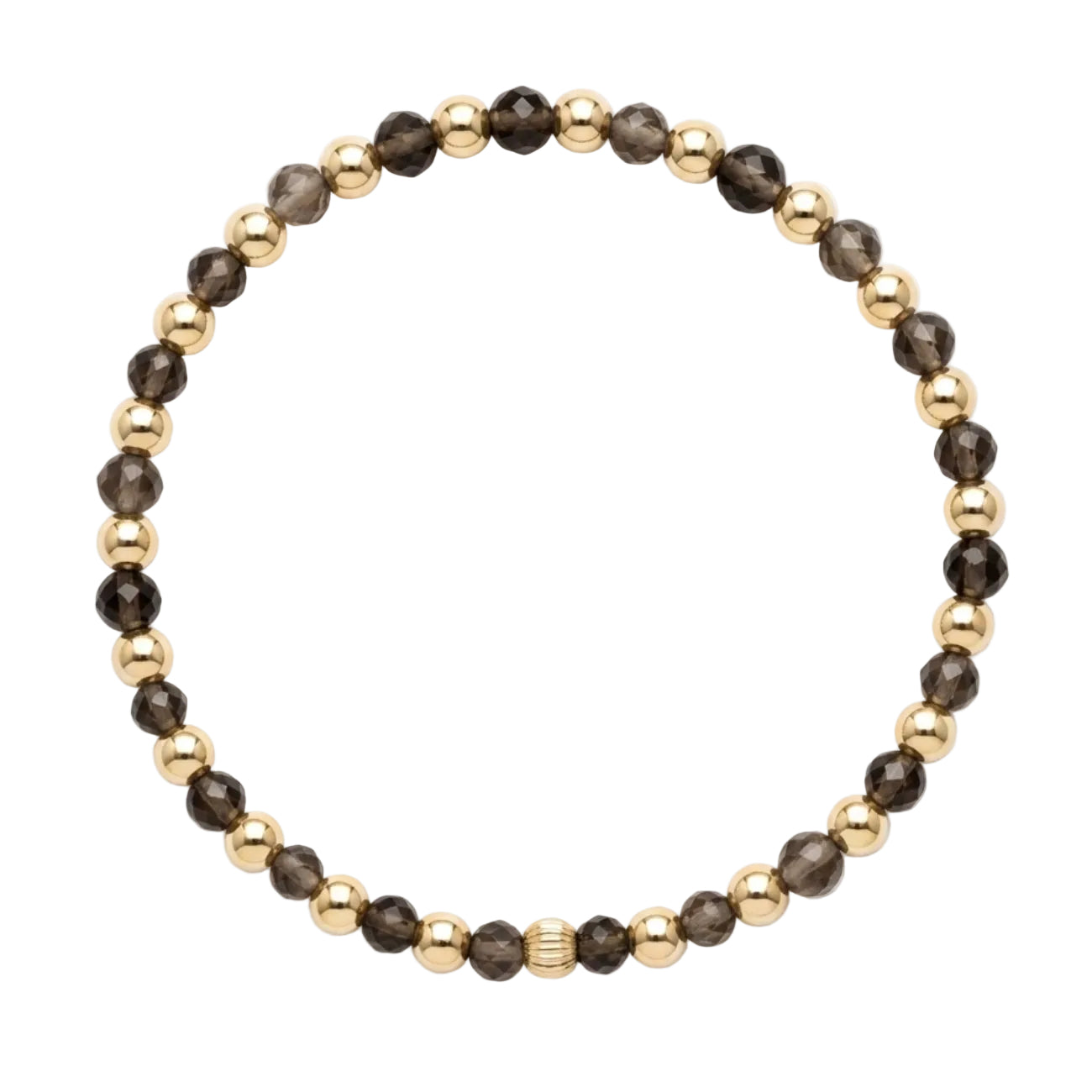 Armband | Gold Filled 14K | Rookkwarts & Goud | 4mm | 17,5cm