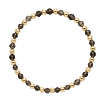 Armband | Gold Filled 14K | Rookkwarts & Goud | 4mm | 17,5cm
