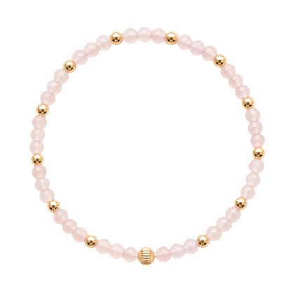 Armband | Gold Filled 14K | Rozenkwarts & Goud | 3mm | 17,5cm