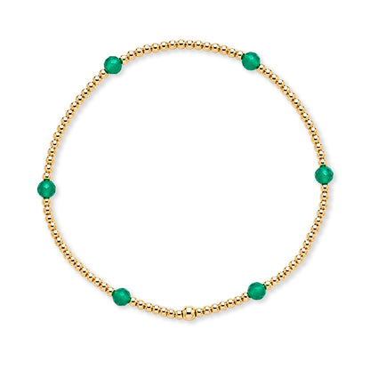 Armband | Gold Filled 14K | Groene Agaat & Goud | 2/3mm | 17,5cm