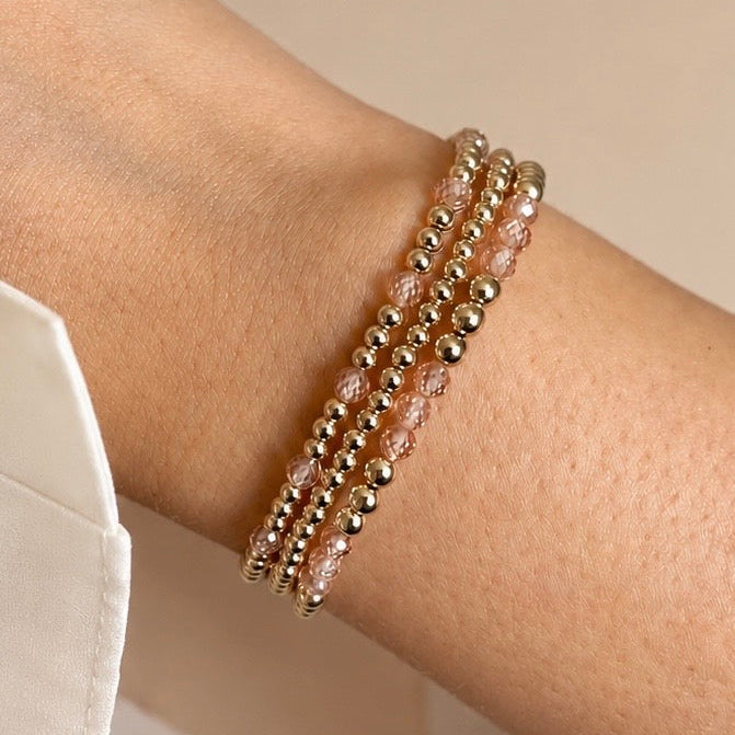 Armband | Gold Filled 14K | Champagne Zirkonia & Goud | 4mm | 17,5cm