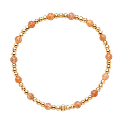 Armband | Gold Filled 14K | Zonnesteen & Goud | 3/4mm | 17,5cm