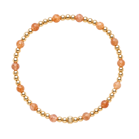 Armband | Gold Filled 14K | Zonnesteen & Goud | 3/4mm | 17,5cm