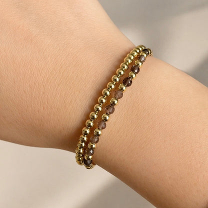 Armband | Gold Filled 14K | Rookkwarts & Goud | 4mm | 17,5cm
