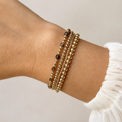 Armband | Gold Filled 14K | Rookkwarts & Goud | 3/4mm | 17,5cm