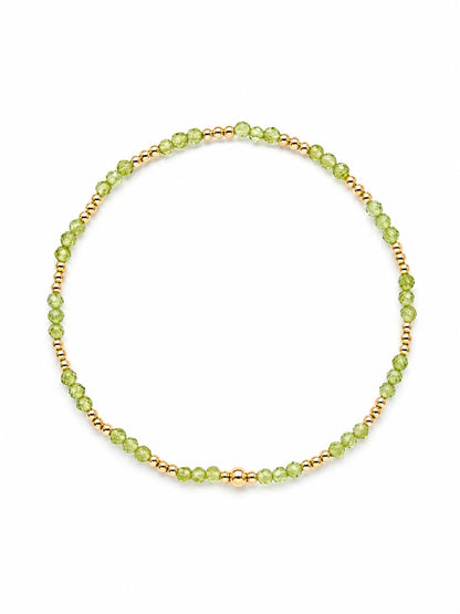 Armband | Gold Filled 14K | Peridot & Goud | 2mm | 17,5cm