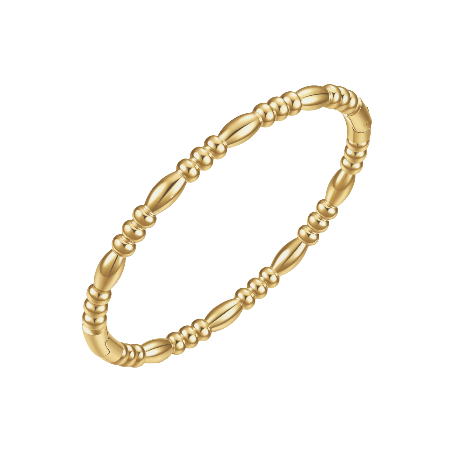 Armband | Stainless Steel | Gouden Bangle met Grove Beads