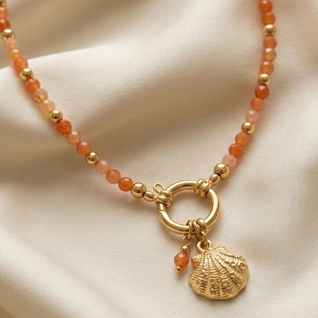 Ketting | Handgemaakt | 18K RVS | Rode Aventurijn