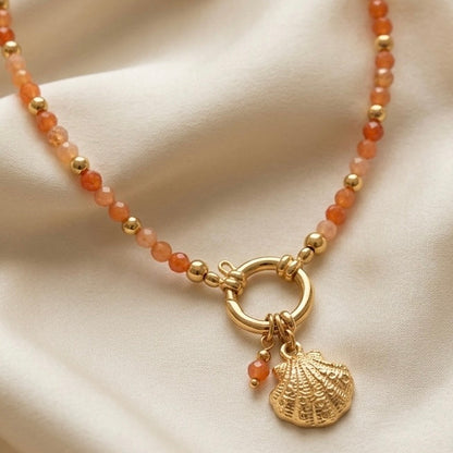 Ketting | Handgemaakt | 18K RVS | Rode Aventurijn