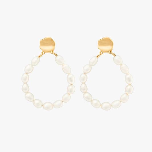 JULIA | Statement oorbellen parel goud