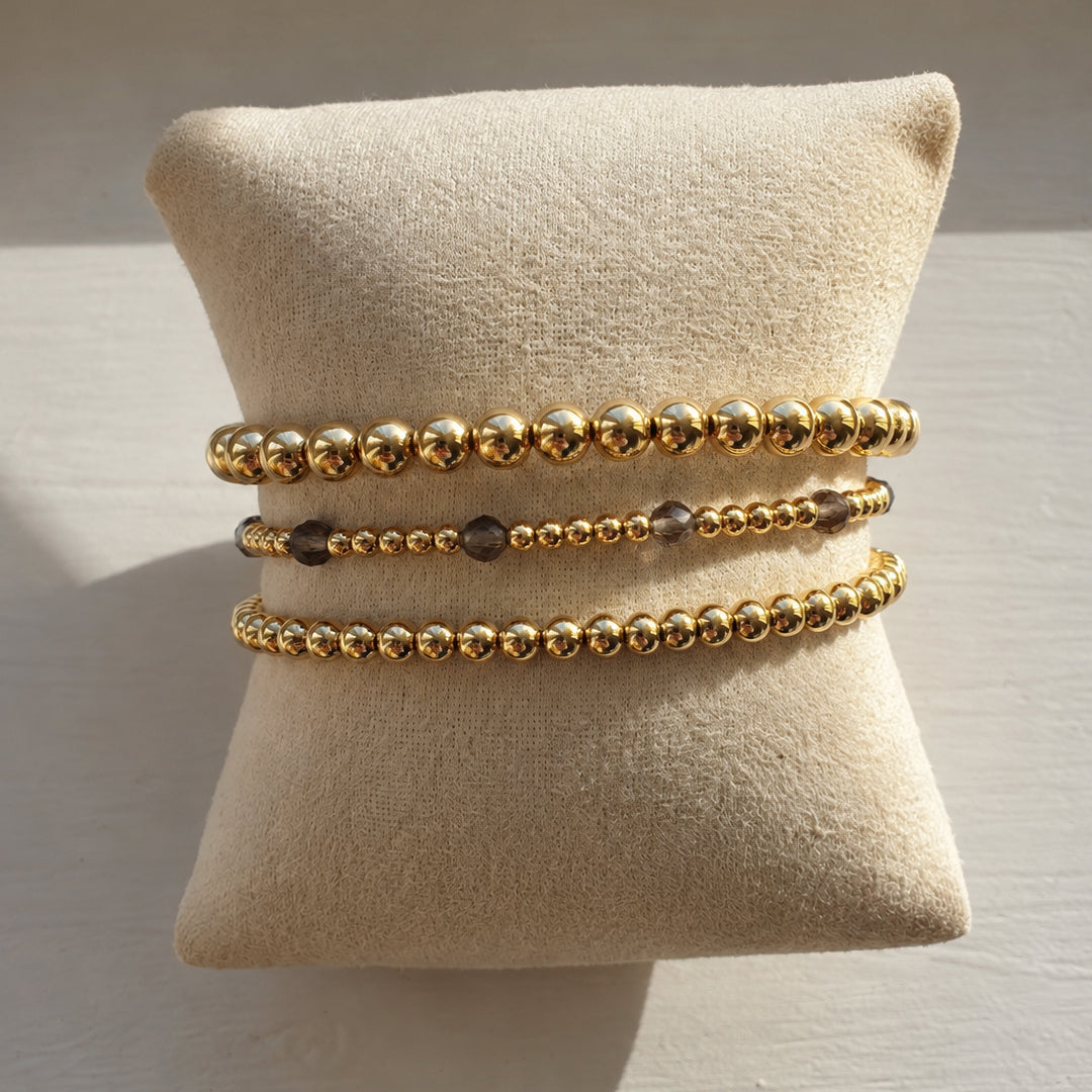 Armband | Gold Filled 14K | Heldere Obsidiaan & Goud | 3/4mm | 17,5cm