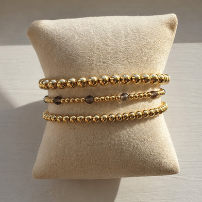 Armband | Gold Filled 14K | Heldere Obsidiaan & Goud | 3/4mm | 17,5cm