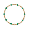 Gouden kralenarmband van gold filled 14K met 4mm groene agaat edelstenen, van Bedels & Bedels.