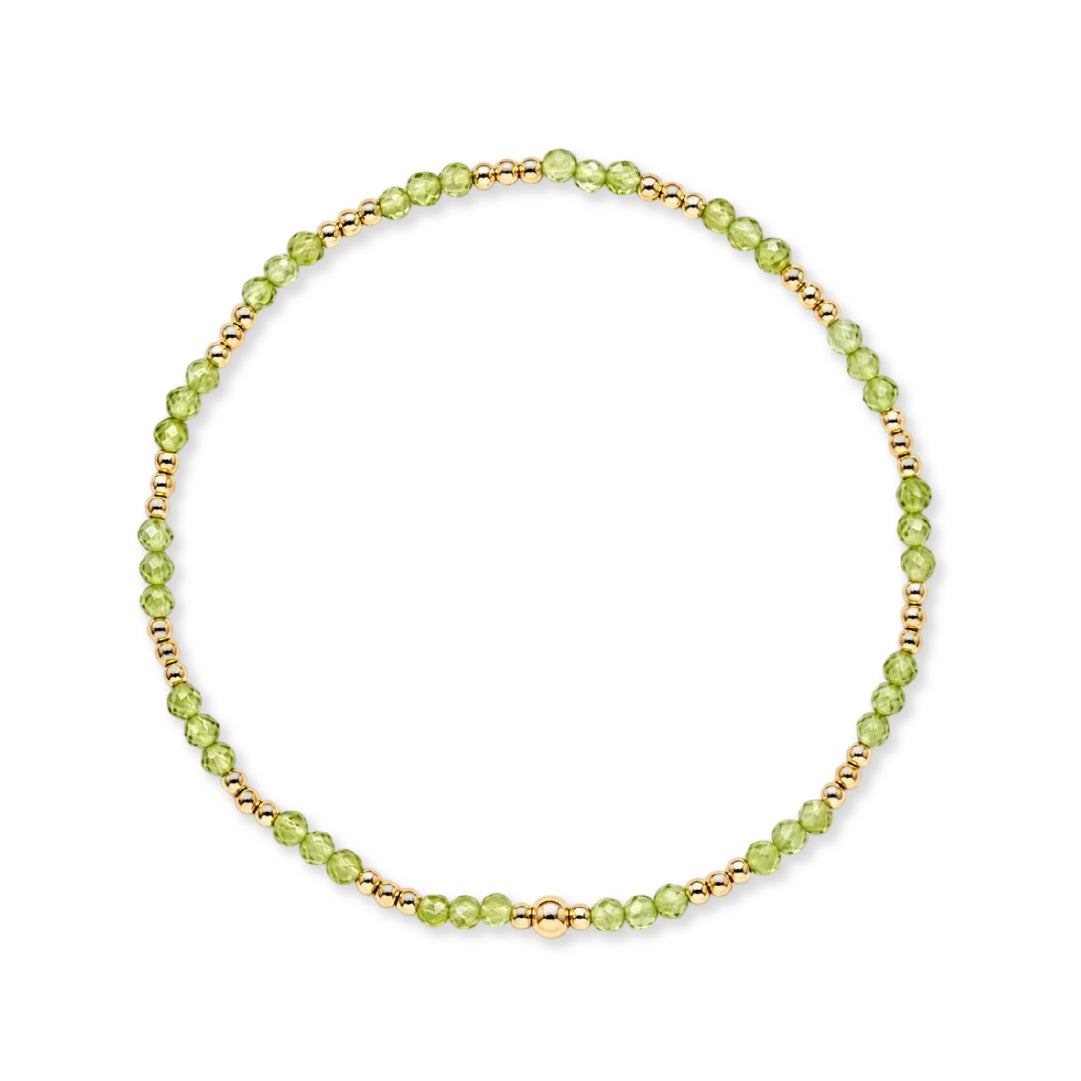 Armband | Gold Filled 14K | Peridoot & Goud | 2mm | 17,5cm
