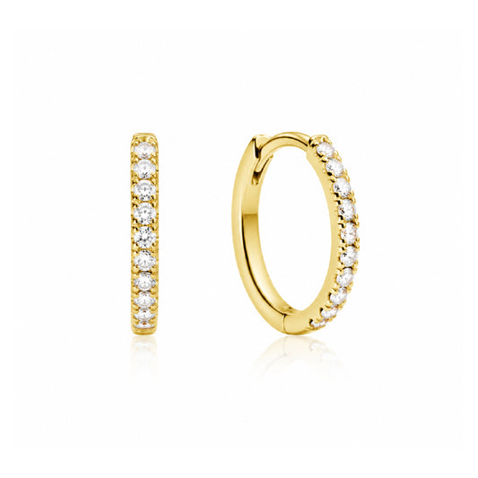 SOFIA | Huggie hoops oorbellen goud zirkonia 12mm