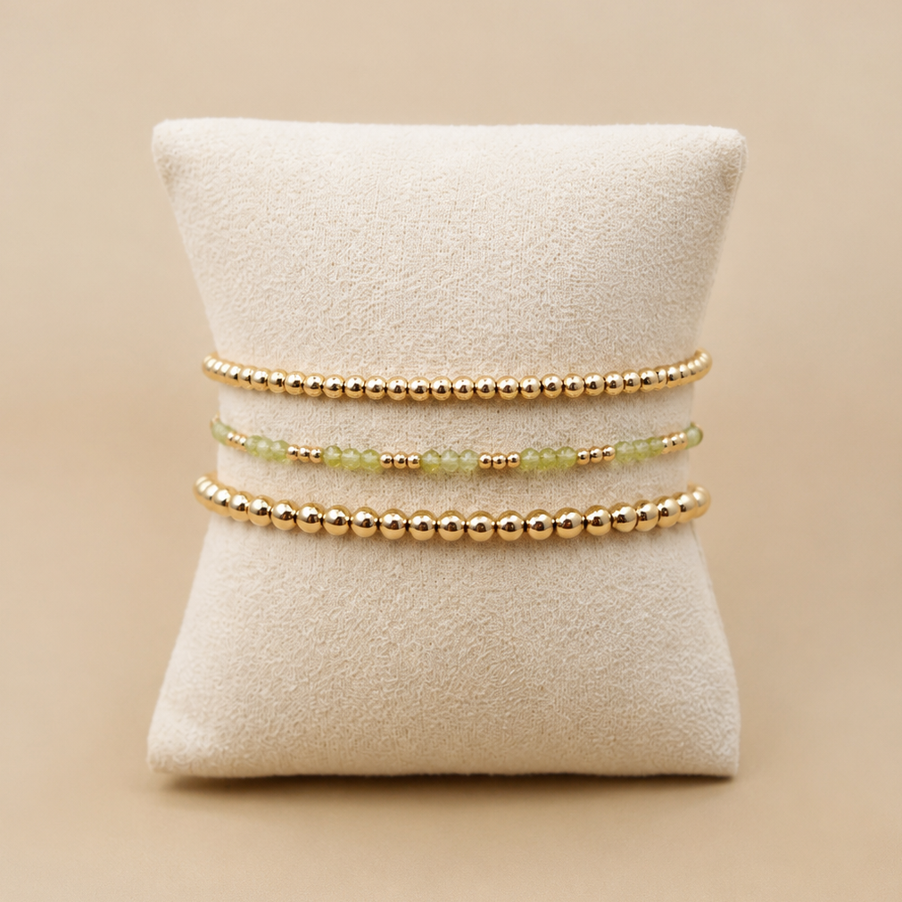 Armband | Gold Filled 14K | Peridot & Goud | 2mm | 17,5cm