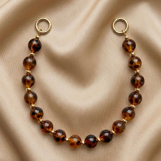 Telefoonkoord | 18K RVS | Luipaard kralen